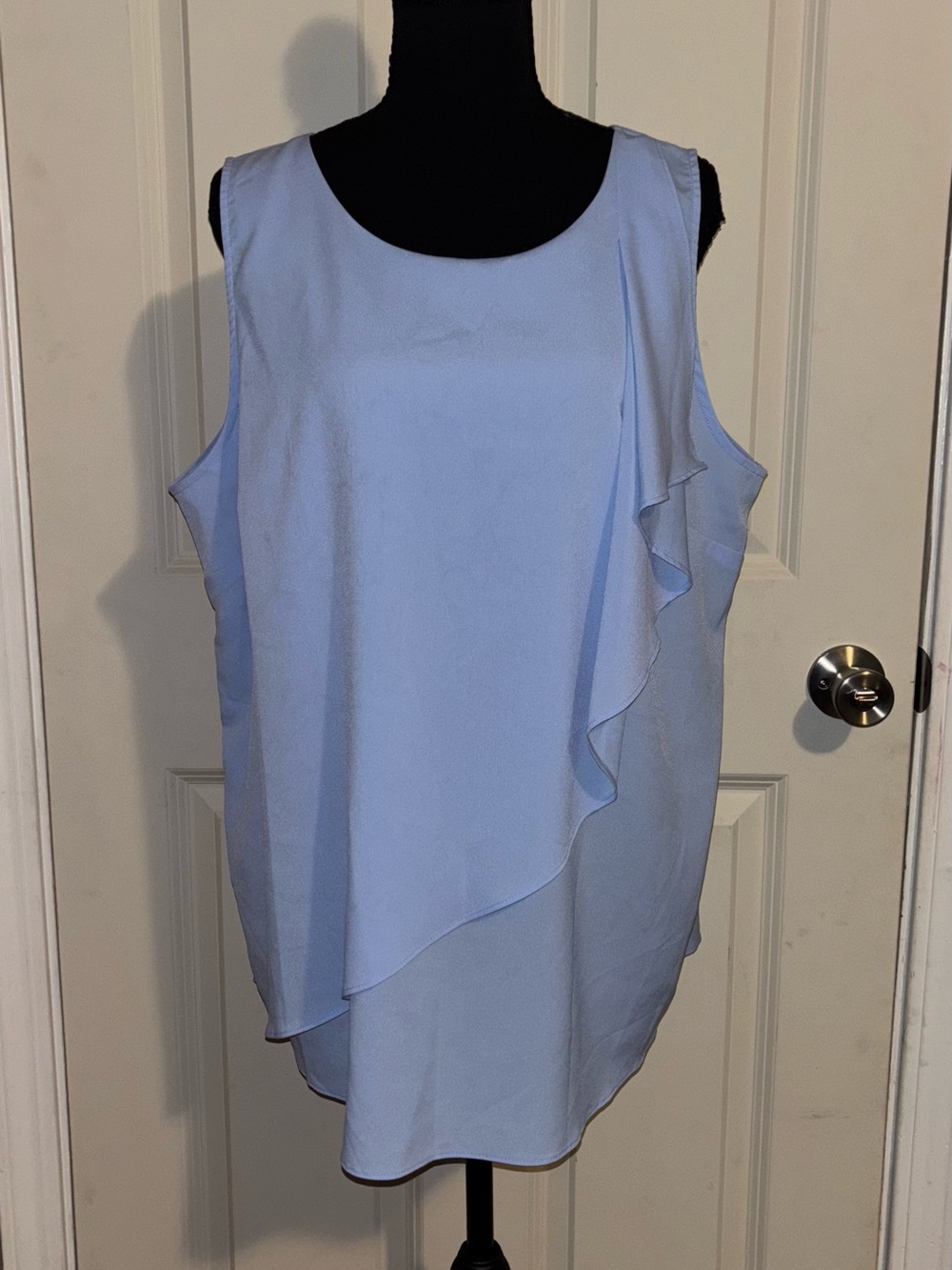 Apt. 9 Light Blue Ruffle-Front Sleeveless Top